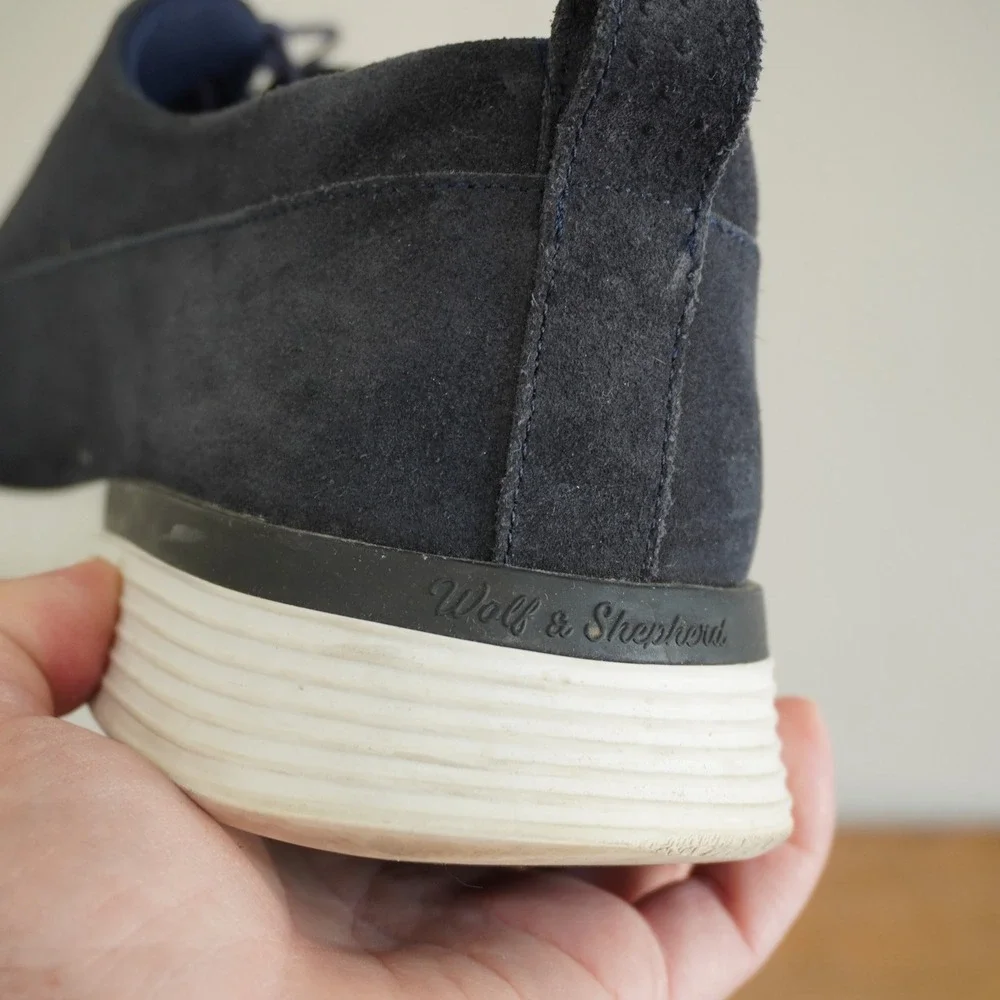 Wolf & Shepherd SwiftKnit Derby Navy Blue Suede Hybrid Shoes Mens 12 M Portugal